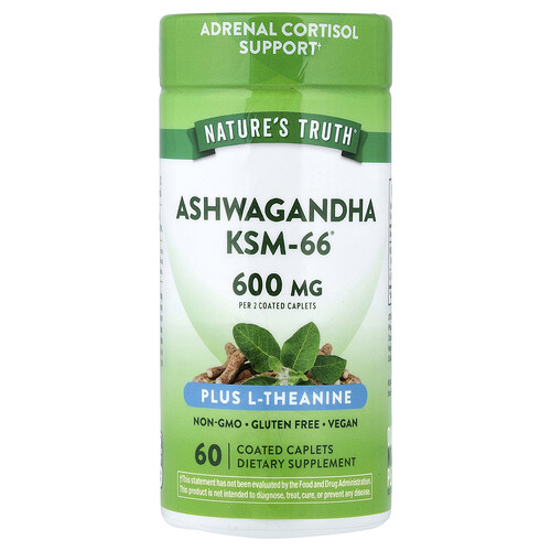 Nature's Truth Ashwagandha KSM-66® Plus L-Theanine, 60 Coated Caplets