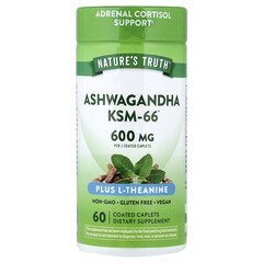 Ashwagandha KSM-66® плюс L-теанін, 60 капсул, вкритих оболонкою