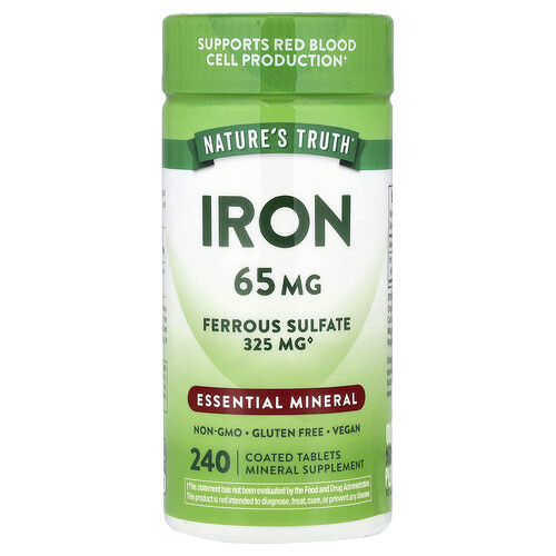 Nature's Truth, Eisen, Eisensulfat, 65 mg, 240 überzogene Tabletten