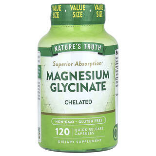 Nature's Truth, Magnesiumglycinaat, gechelateerd, 120 snel afgevende capsules (100 mg per capsule)