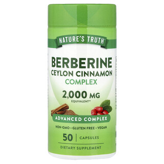 Nature's Truth, Complexo de Canela de Ceilão Berberina, 2.000 mg, 50 Cápsulas