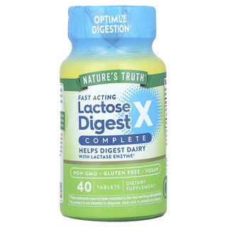 ناتشرز تروث‏, Lactose Digest X ™ Complete سريع المفعول ، 40 قرصًا (90 ملجم لكل قرص)
