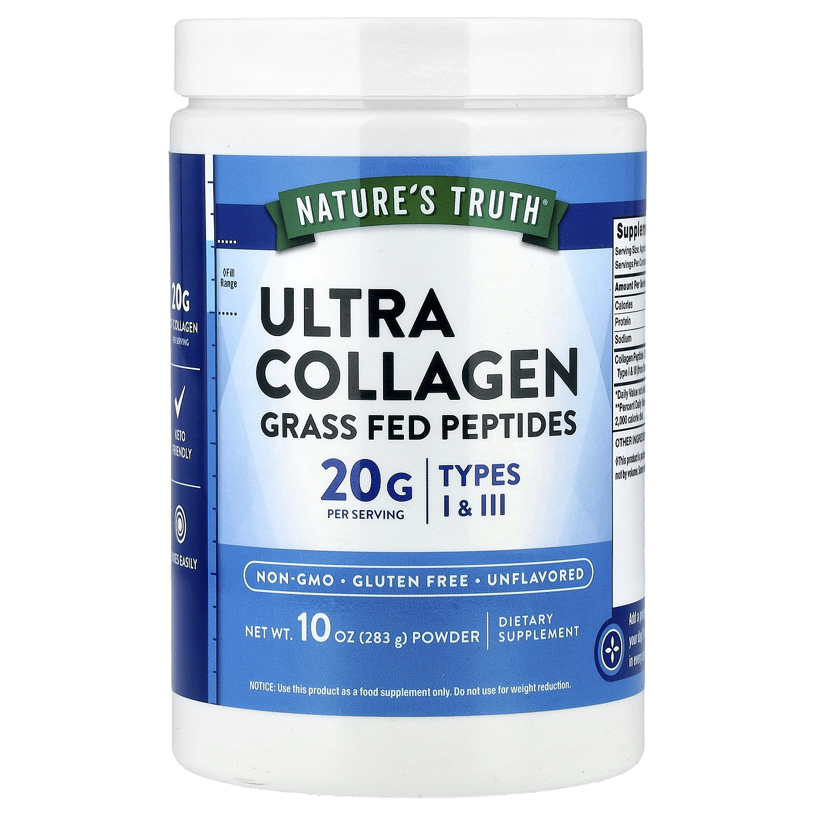 Nature's Truth (네이처스트루스), 울트라 콜라겐 파우더, 무맛, 283g(10oz)