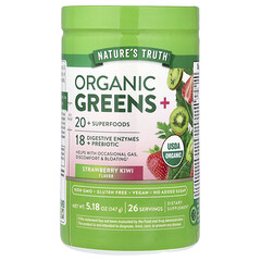 Organic Greens+, полуниця й ківі, 147 г (5,18 унції)