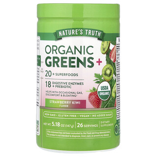 Nature's Truth, Organic Greens+, Strawberry Kiwi, 5.18 oz (147 g)