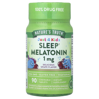 Nature's Truth, Hanya 4 Kidz, Melatonin Tidur, Anggur Sedap, 1 mg, 90 Tablet Kunyah