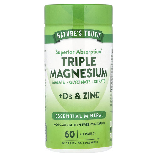 Nature's Truth, Triple Magnesium+ D3 & Zink, 60 Kapseln
