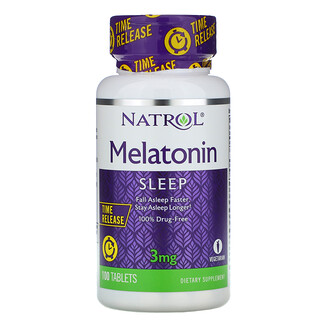 Natrol, Melatonina, Liberação Prolongada, 3 mg, 100 Comprimidos