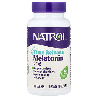 Natrol, Melatoniini, hitaasti vapautuva, 3 mg, 100 tablettia
