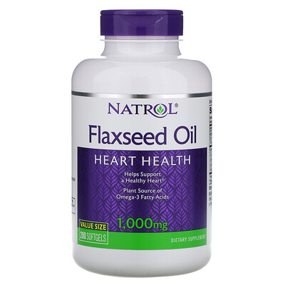 

Natrol Льняное масло, здоровье сердца, 1000 мг, 200 мягких таблеток