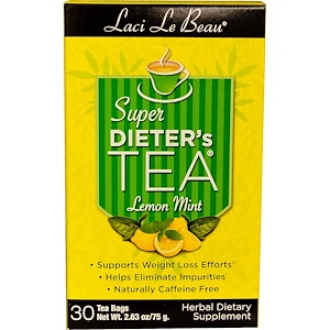 Natrol, Laci Le Beau, Super Dieter's Tea, Лимон и мята, 30 чайных пакетиков, 75 г
