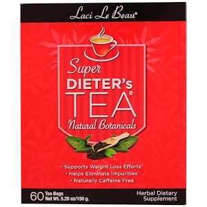 Natrol, Laci Le Beau, чай для придерживающихся диеты, натуральные лекарственные травы, 60 чайных пакетиков, 5.26 унций (150 г)