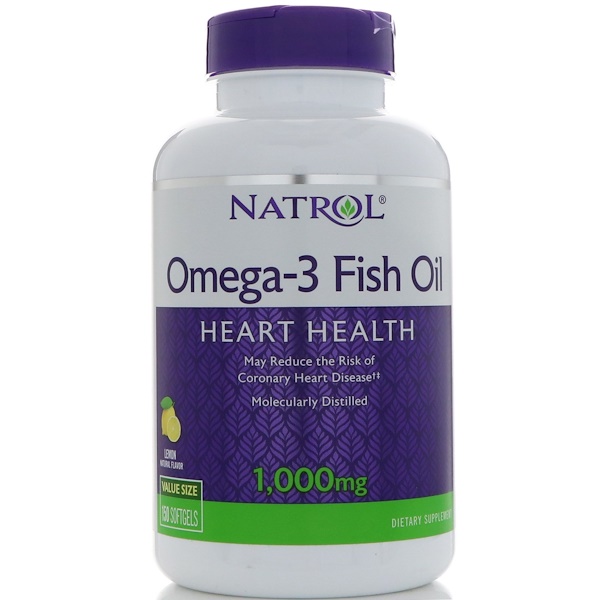 Natrol, Omega-3 Fish Oil, Natural Lemon Flavor, 1,000 mg, 150 Softgels