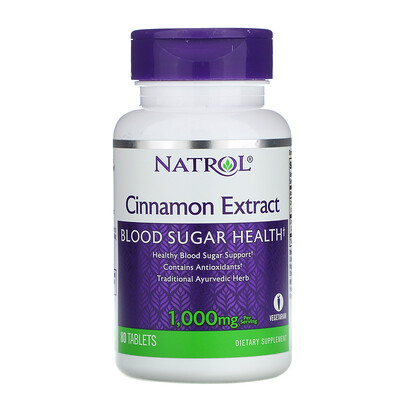 Natrol Экстракт корицы, 1000 мг, 80 таблеток