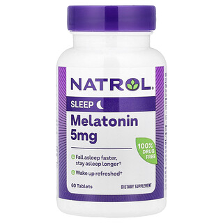 Natrol, Melatonina, Extra Fuerza, 5 mg, 60 tabletas