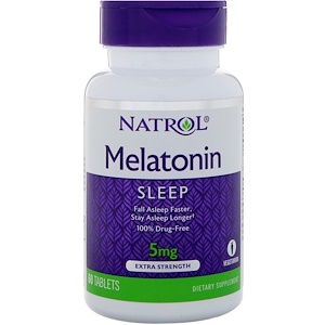 Natrol, Мелатонин, Экстра сила, 5 мг, 60 таблеток