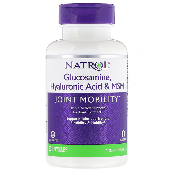 Natrol, ΠΠ»ΡΠΊΠΎΠ·Π°ΠΌΠΈΠ½, Π³ΠΈΠ°Π»ΡΡΠΎΠ½ΠΎΠ²Π°Ρ ΠΊΠΈΡΠ»ΠΎΡΠ° ΠΈ ΠΠ‘Π, 90 ΠΊΠ°ΠΏΡΡΠ»