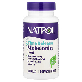 Natrol, Melatoniini, hitaasti vapautuva, 5 mg, 100 tablettia