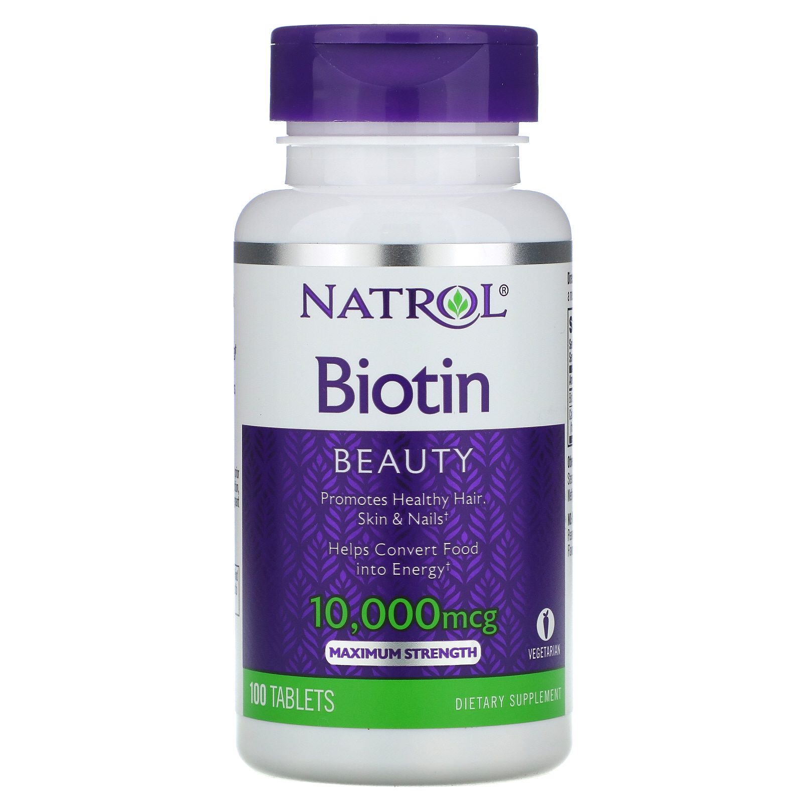 Natrol, Biotina, Máxima acción, 10.000 mcg, 100 comprimidos