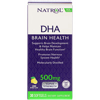 DHA, Brain Health, Lemon, 500 mg, 30 Softgels - изображение