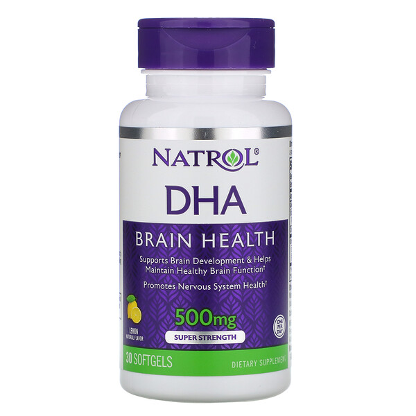 Natrol, DHA, Brain Health, Lemon, 500 mg, 30 Softgels iHerb
