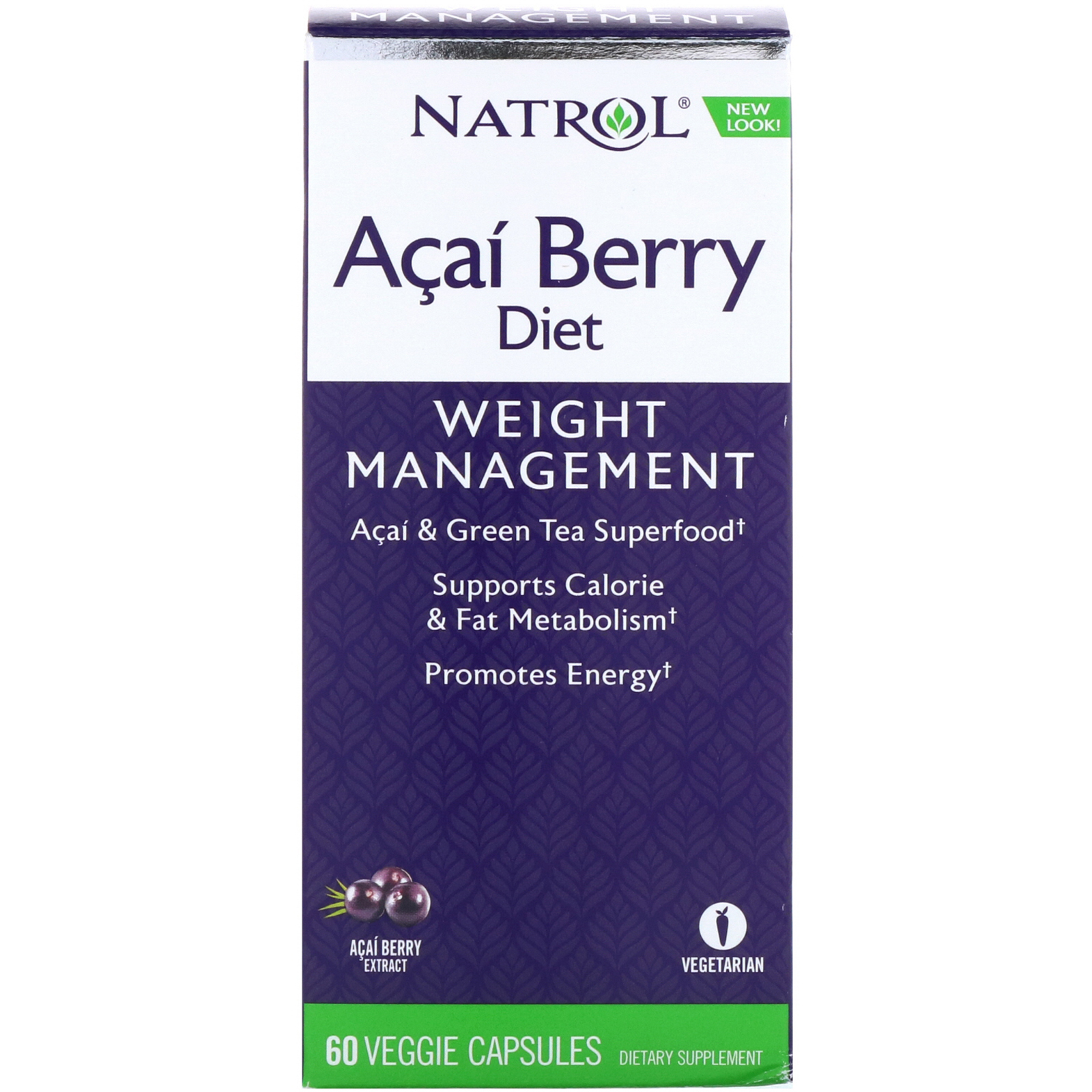 Natrol アサイーベリーダイエット アサイー 緑茶スーパーフード 植物性カプセル60粒 Iherb