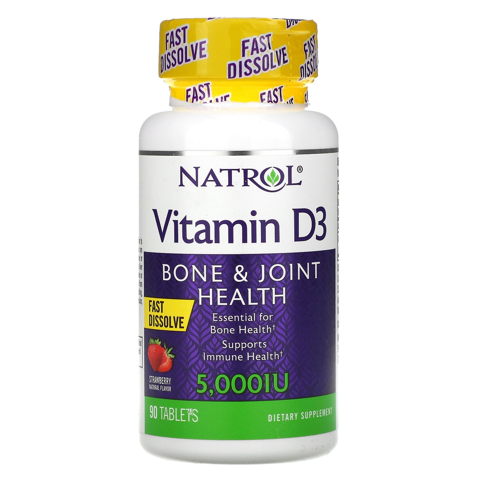 Natrol Vitamin D3 Bone Joint Health Strawberry 5 000 Iu 90 Tablets Iherb