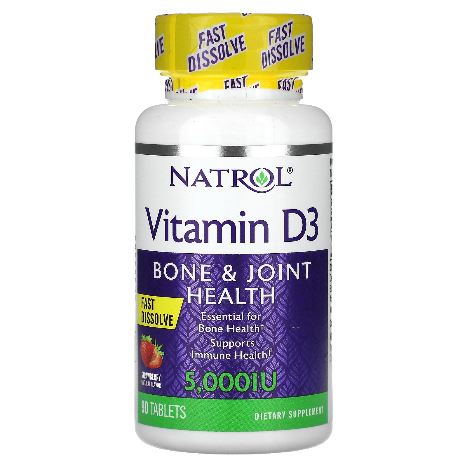Natrol, Vitamin D3, Bone & Joint Health, Strawberry Natural Flavor ...