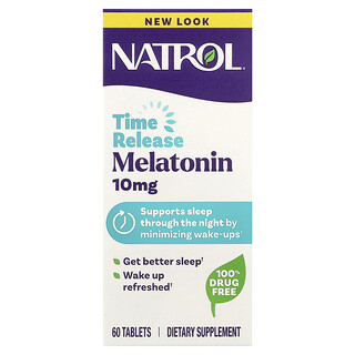 Natrol, Melatoniini, hitaasti vapautuva, 10 mg, 60 tablettia