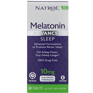 Natrol, Melatonin, Advanced Sleep, Time Release, 10 mg, 60 Tablets