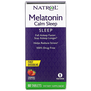 Natrol, ميلاتونين المتقدم لنوم هادئ، سريعة الذوبان، بنكهة الفراولة، 60 قرص