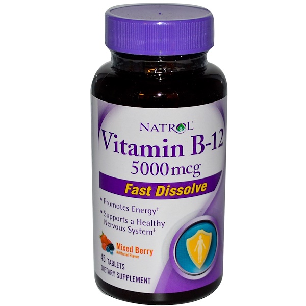 Natrol, Vitamin B-12 Fast Dissolve, Mixed Berry, 5000 mcg, 45 Tablets (Discontinued Item) 