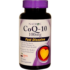 Natrol, CoQ-10, быстрорастворимый, вишневый вкус, 100 мг, 30 таблеток