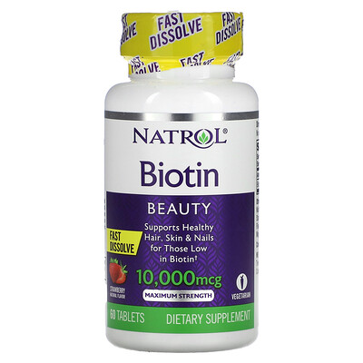 

Natrol Biotin Fast Dissolve Maximum Strength Strawberry 10 000 mcg 60 Tablets