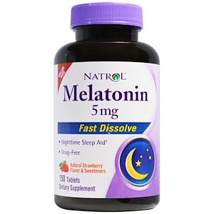 Natrol, Мелатонин, быстрорастворимый, клубника, 5 мг, 150 таблеток