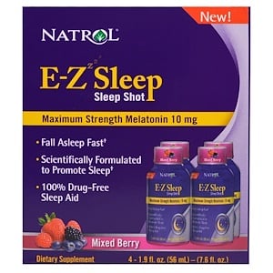 Отзывы о Нэтрол, E-Z Sleep, Sleep Shot, Maximum Strength Melatonin, Mixed Berry, 4 Pack, 1.9 oz (56 ml)
