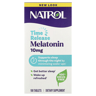 Natrol, Melatoniini, hitaasti vapautuva, 10 mg, 100 tablettia