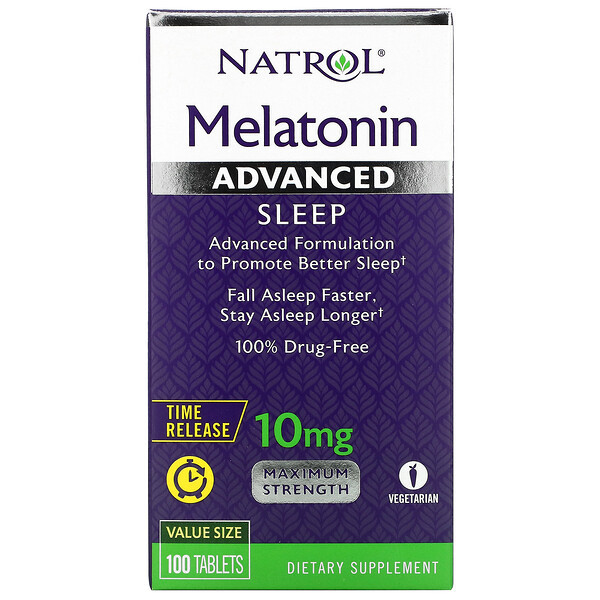 Natrol‏, Melatonin Advanced Sleep, בשחרור מבוקר, 10 מ"ג, 100 טבליות