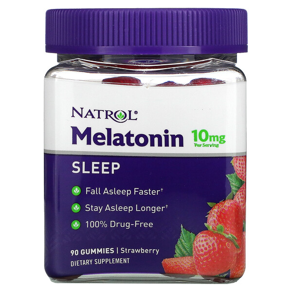 Melatonin, Strawberry, 10 mg, 90 Gummies