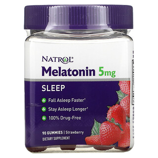Natrol, Melatonin, Sleep, Strawberry, 5 mg, 90 Gummies