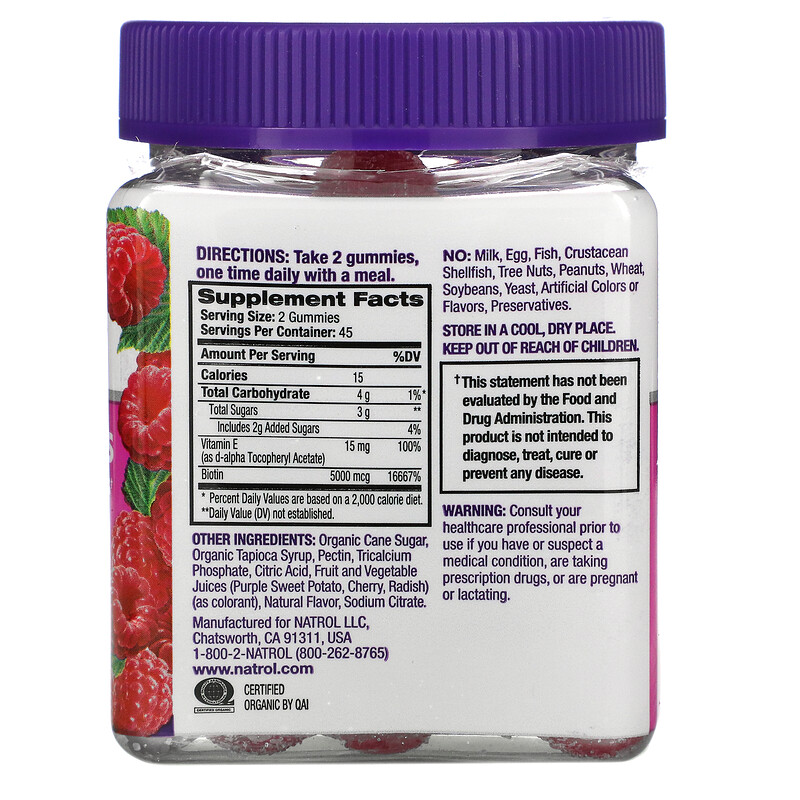 Natrol, Gummies, Hair, Skin & Nails, Raspberry, 90 Count - iHerb