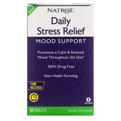 Natrol Облегчение повседневного стресса, Таблетка пролонгированного действия, 30 таблеток