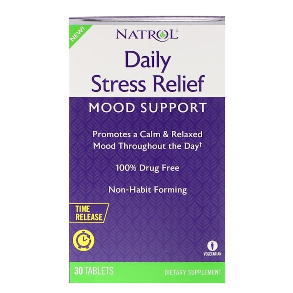 Natrol, Tägliche Stresslinderung, zeitverzögerte Freisetzung, 30 Tabletten