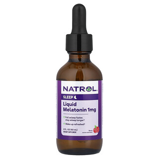 Natrol, Flüssiges Melatonin, Schlaf, natürliches Beeren-Aroma, 1 mg, 2 fl oz (60 ml)