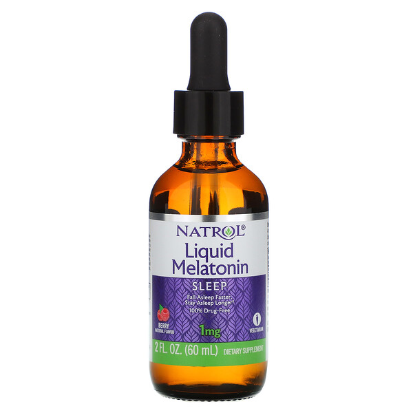 Liquid Melatonin, Sleep, Berry Natural Flavor, 1 mg, 2 fl oz (60 ml)