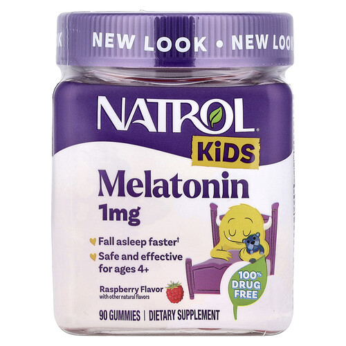 Photos - Amino Acid Natrol , Kids, Melatonin Gummies, Ages 4+, Raspberry, 1 mg, 90 Gummies NTL-07530