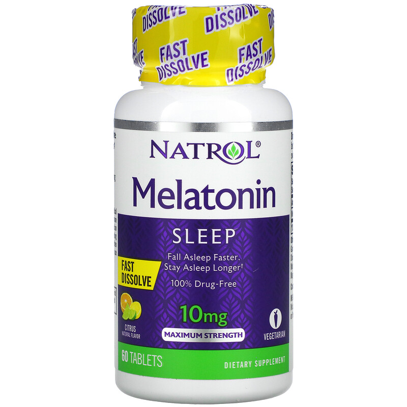 Natrol, Melatonin, Fast Dissolve, Maximum Strength, Citrus, 10 mg, 60