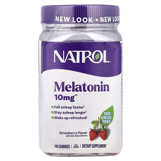 Natrol, Melatonin-vingummier, jordbær, 140 vingummier (5 mg pr. vingummi)