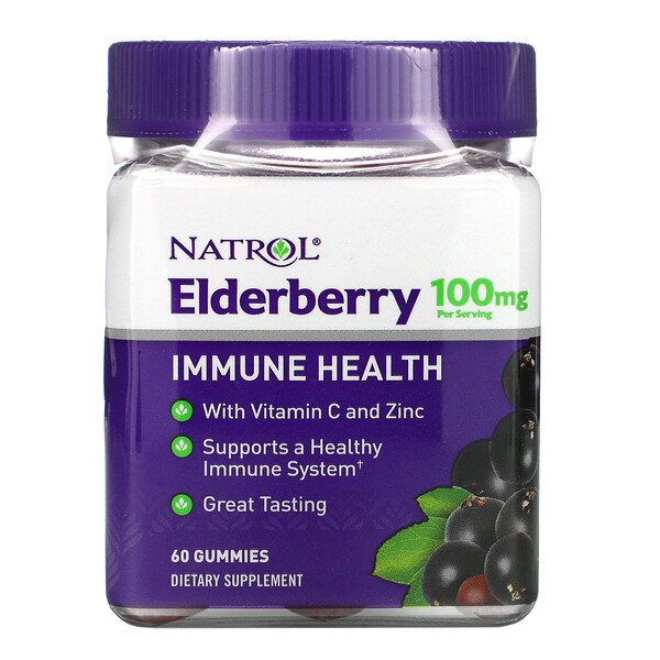 Natrol, Elderberry Immune Health, 50 mg, 60 Gummies