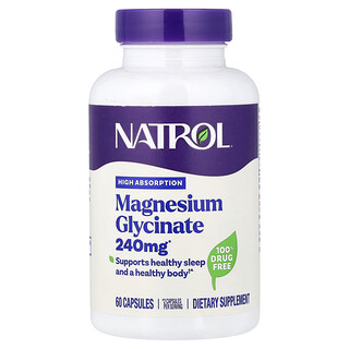 Natrol, glicinat de magneziu, absorbție ridicată, 60 de capsule (120 mg per capsulă)